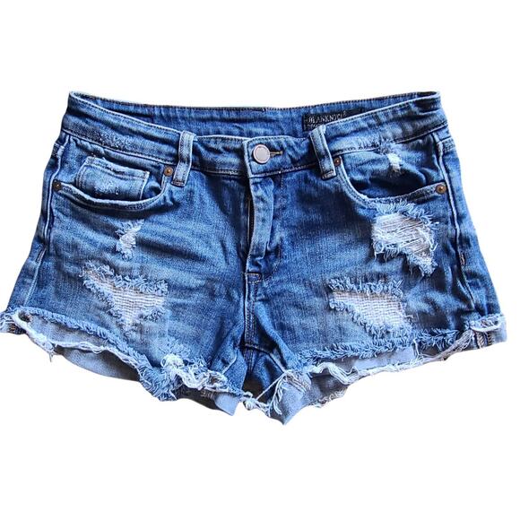 BLANKNYC Blue Denim Cutoff Distressed Destroyed Shorts Women's Size 26* - Picture 7 of 7